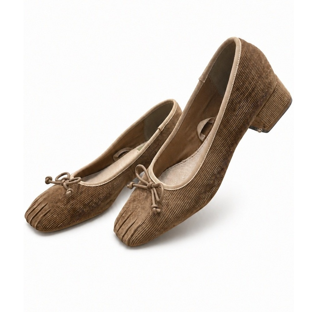 Lilly Sisto x Gianni Bini Nell Corduroy Ankle Wrap Pumps Brown 8 Preppy Academia